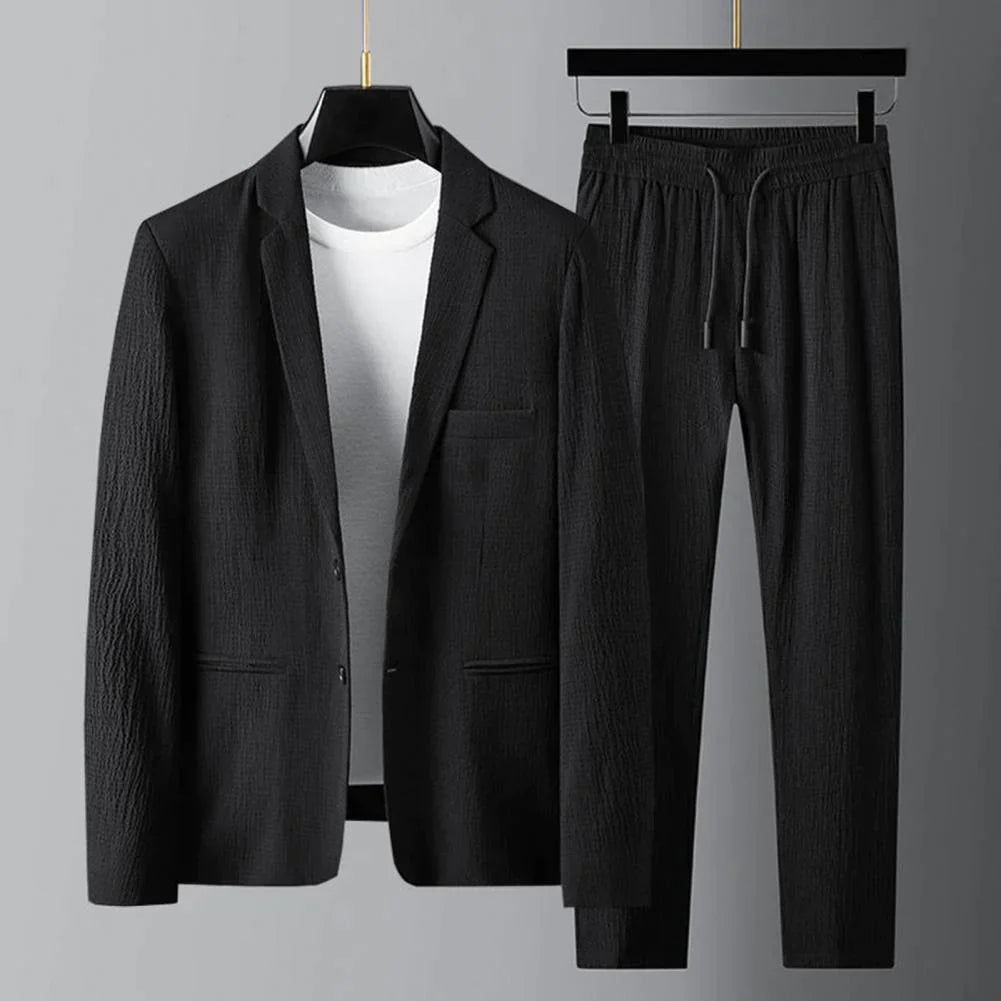 Heren Pak Casual Blazer en Broek van Hoogwaardige Stof voor Comfort en Duurzaamheid-1