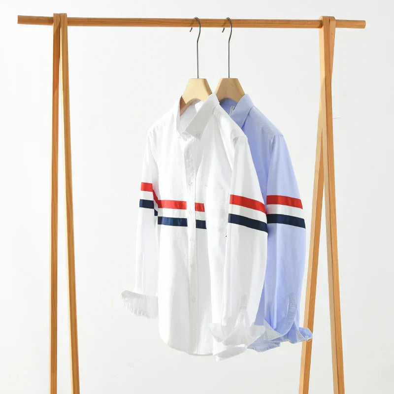 Heren Overhemd Gestreept Patchwork Casual Katoen 6