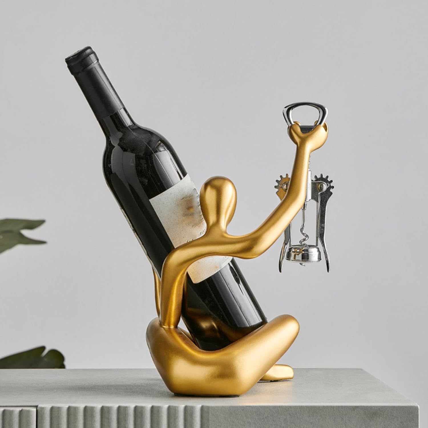 Moderne Wijnhouder Sculptuur met Kurkentrekkerhouder 1