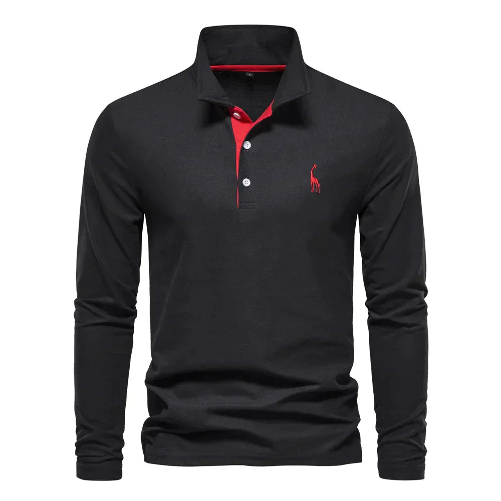 Heren Poloshirt Langarm Casual Katoen-1