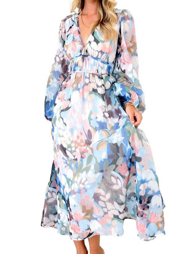 Dames Maxi Jurk Bloemenprint Ademend voor Zomer Gelegenheden