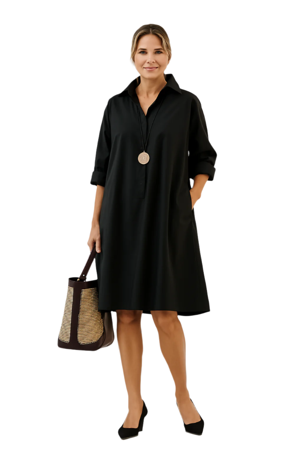 Oversized Zwarte Overhemdjurk voor Dames 0