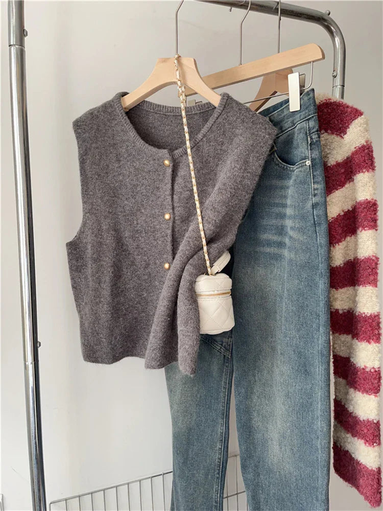 Dames Vest Klassiek Met Knopen Katoenmix 1