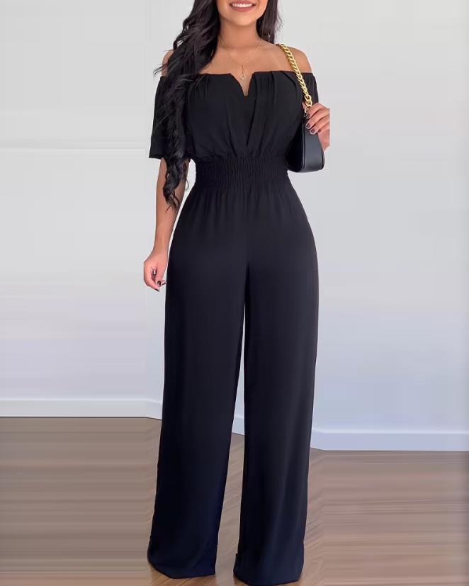 Dames Jumpsuit Feestelijk Off-Shoulder Geplooid Polyester-1