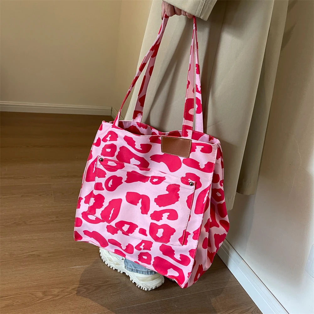 Oversized Schoudertas met Luipaardprint