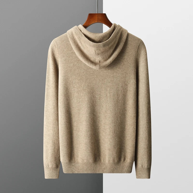 Dames Hættetrøje Beige Casual Uldblanding Met Capuchon-2