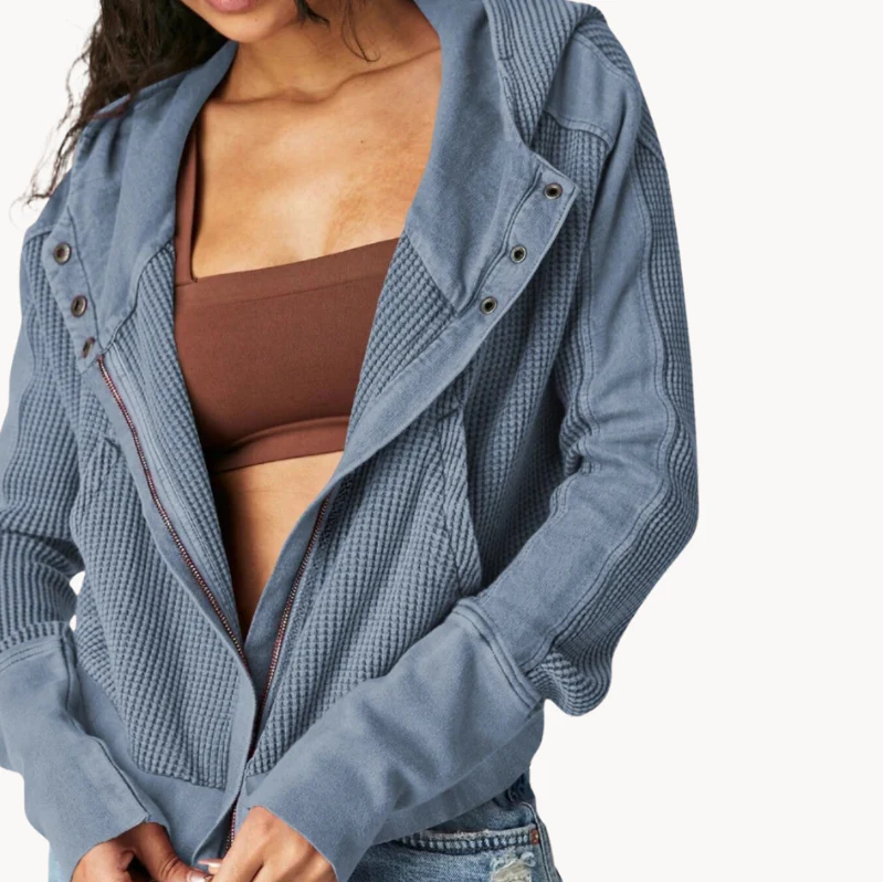 Damesmantel Luxe Zachte Stof Met Decoratieve Zakken 1