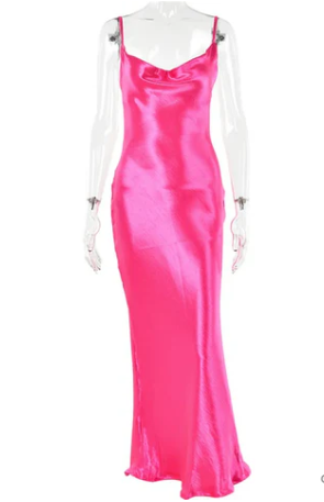 Variant image for Dames Maxi Jurk Rugvrij Satijn met Spaghetti-Riemen voor Bruiloft en Zomer-17