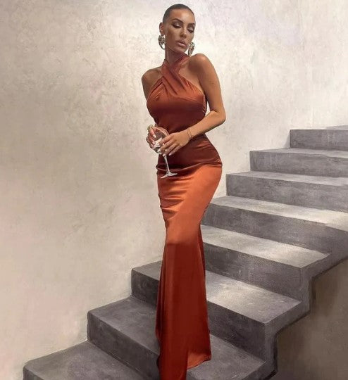 Variant image for Dames Maxi Jurk Satijn Elegante Lange Zomerjurk-1