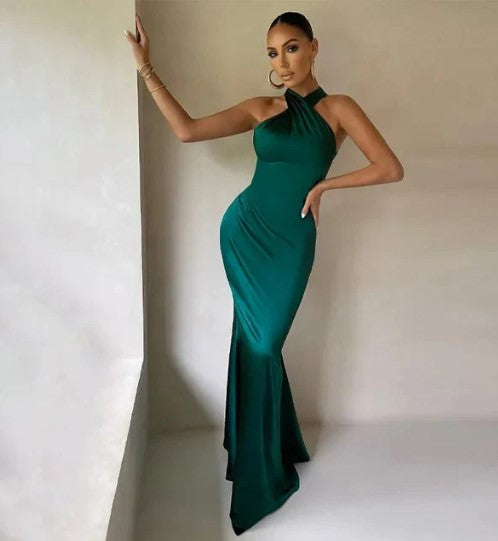 Variant image for Dames Maxi Jurk Satijn Elegante Lange Zomerjurk-9