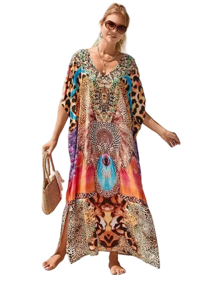 Variant image for Dames Lange Boho Jurk Grafische Regenboogprint Katoen-1