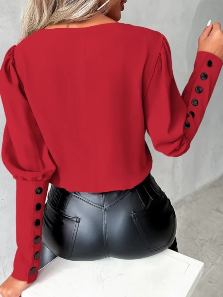 Dames Blouse V-Hals Casual Hoogwaardige Stof-6