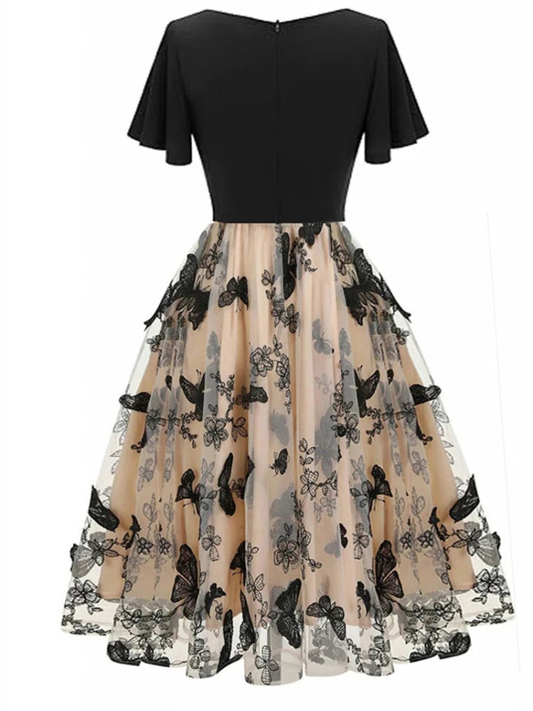 Geborduurde Mesh feestjurk voor Vrouwen