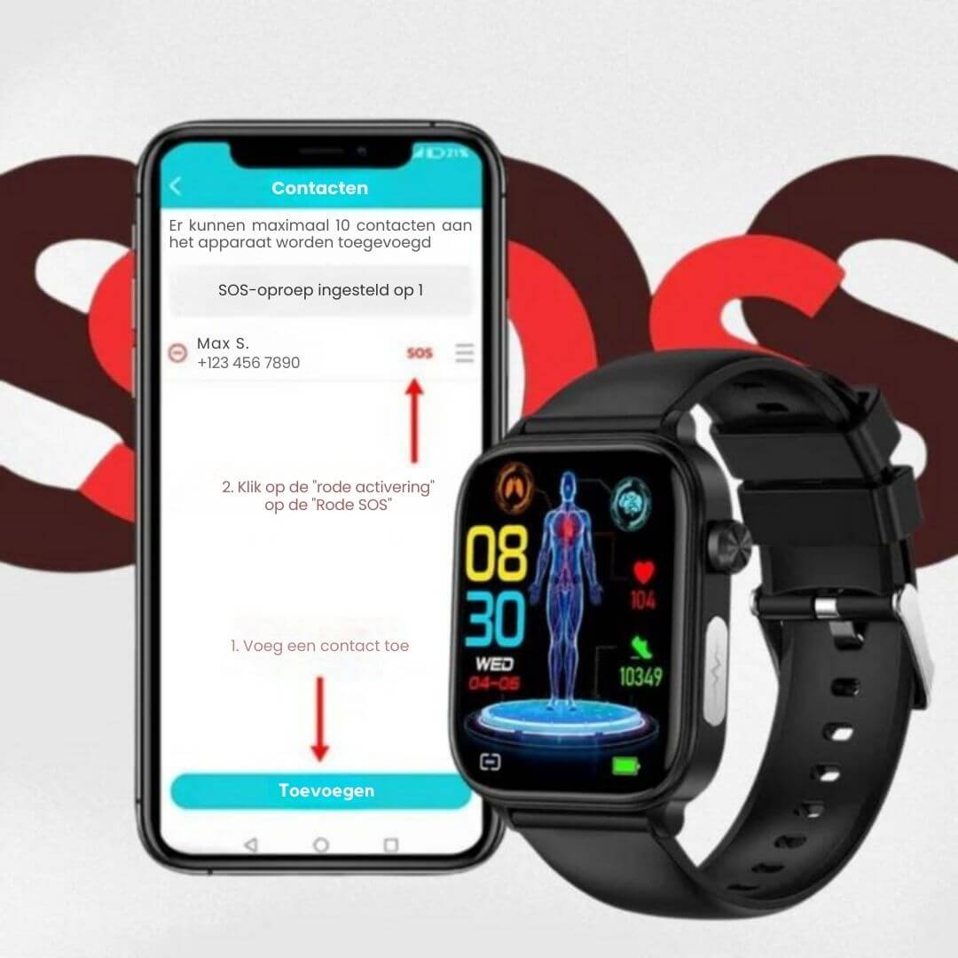 Smartwatch voor Senioren met Gezondheidsmonitoring en GPS
