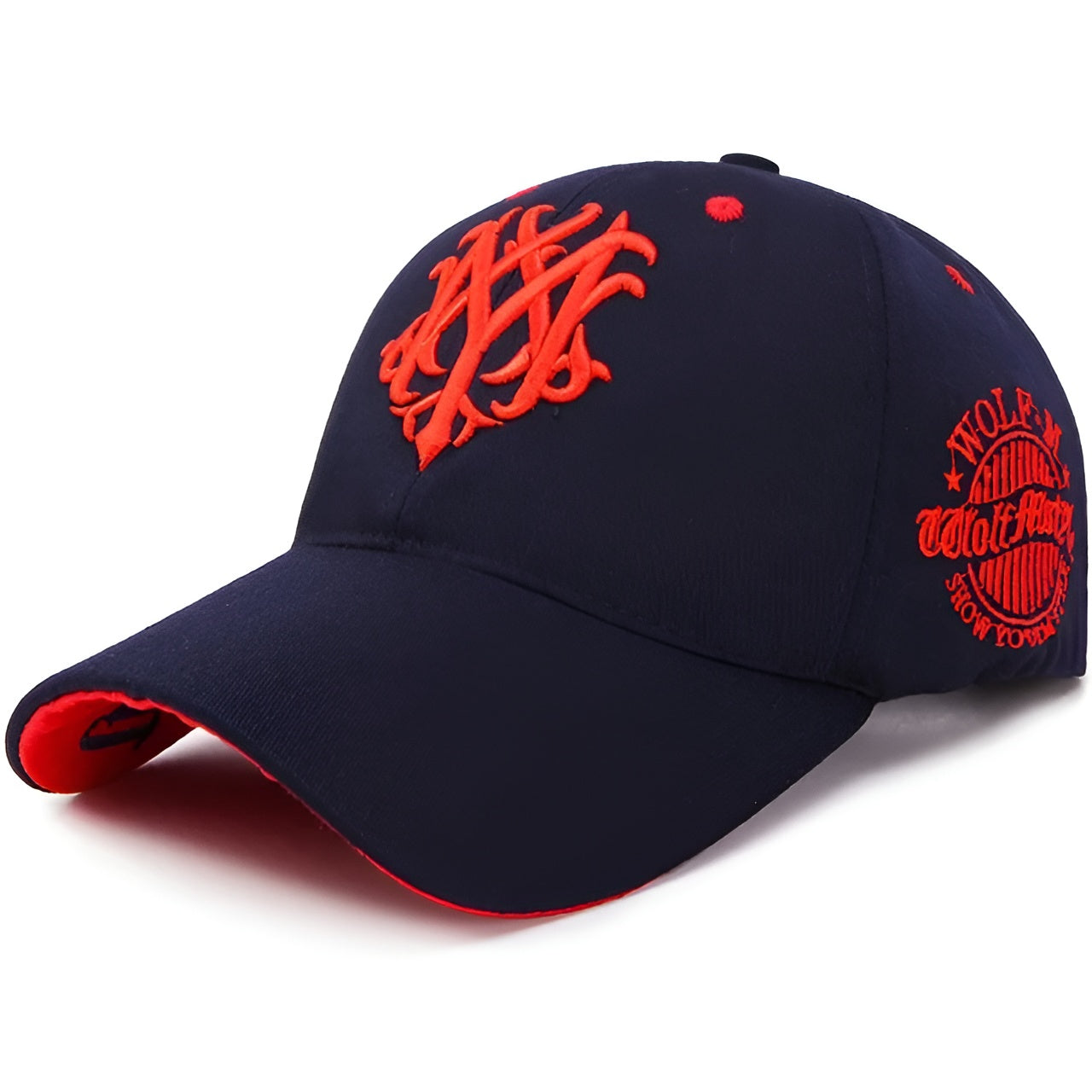 Unisex Geborduurde Pet met Wolf Symbool 9