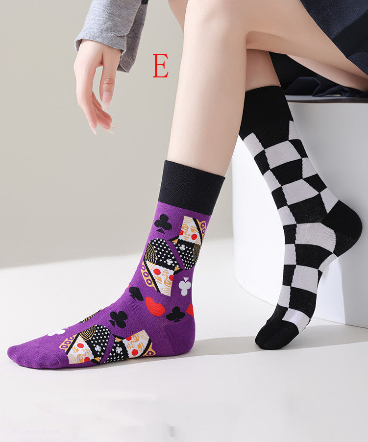 Unisex Halfhoge Sokken Asymmetrisch Ontwerp 4