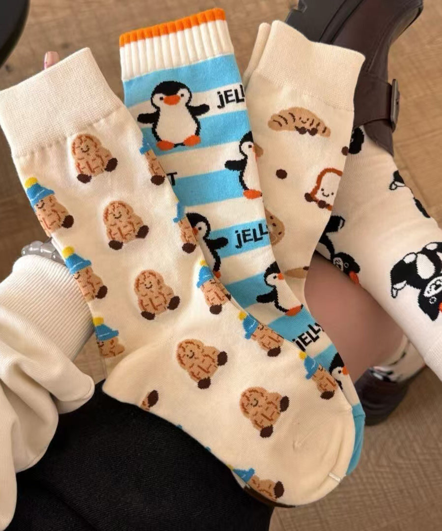 Unisex Halfhoge Sokken Met Cartoonprint Casual Comfort 0