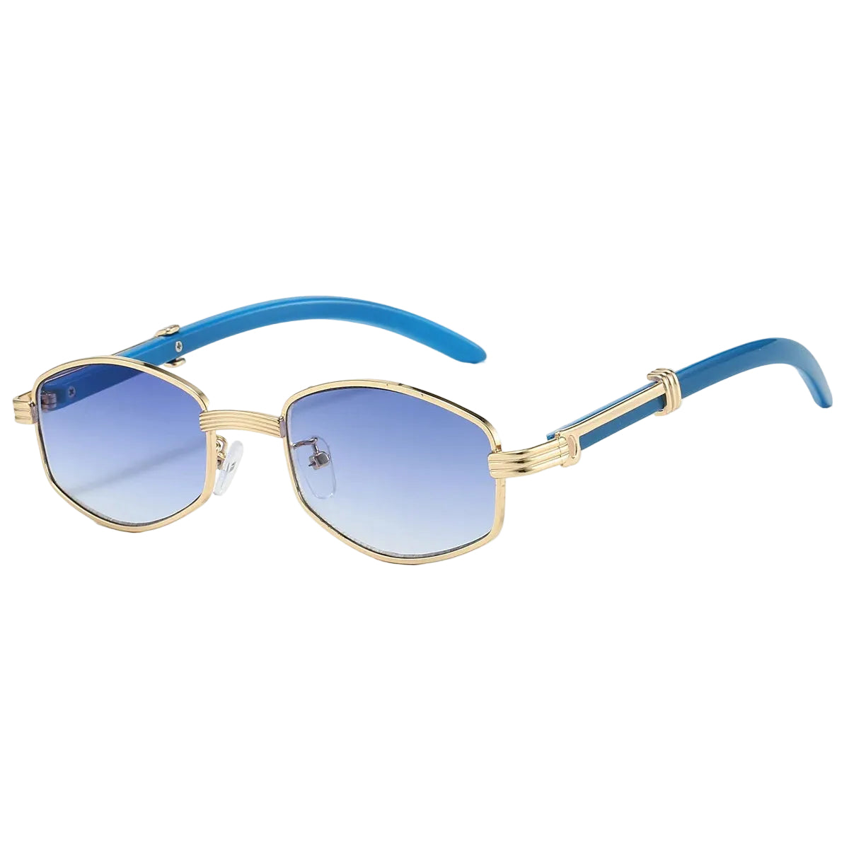 Unisex Hexagon Zonnebril Retro Stijl Met Blauwe Luchtlenzen 0