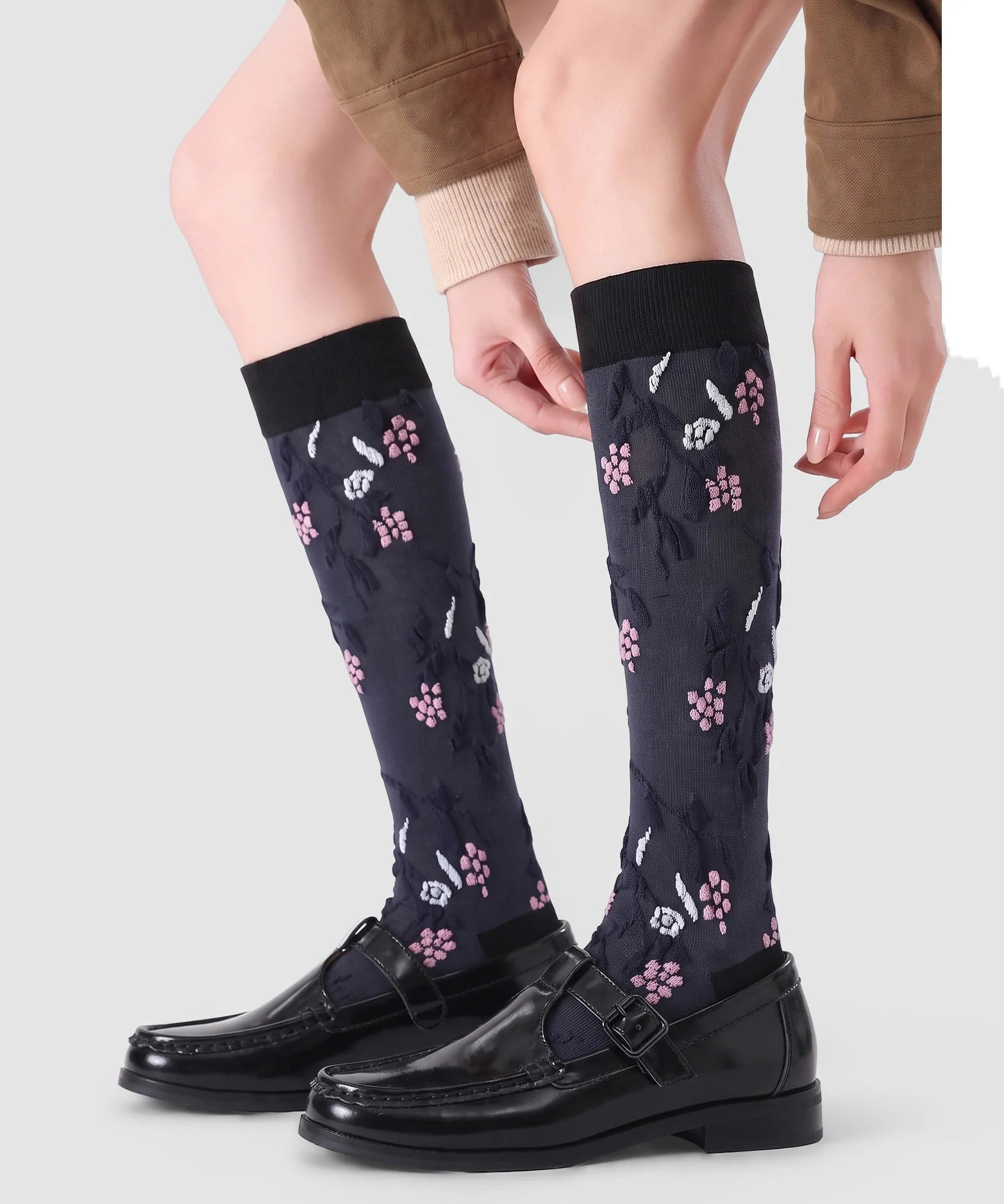 Unisex Kuitlange Sokken Jacquard Patchwork 0