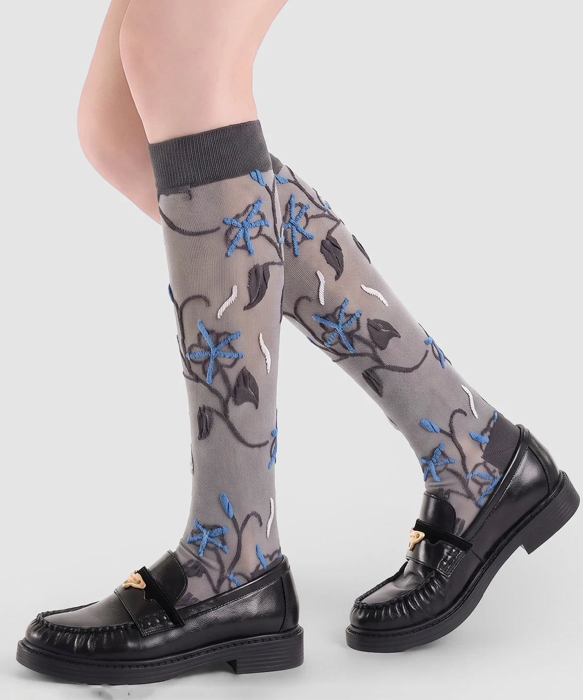 Unisex Kuitlange Sokken Jacquard Patchwork 1