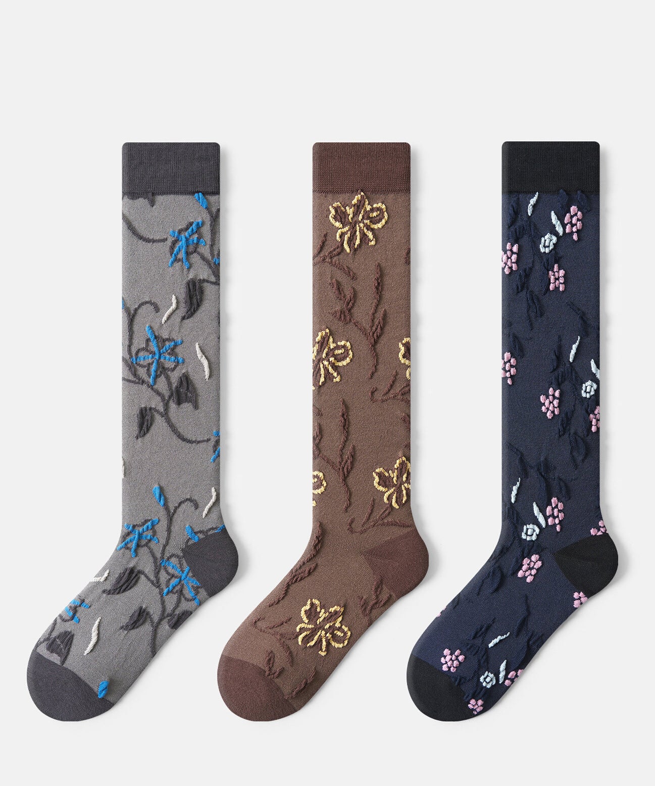Unisex Kuitlange Sokken Jacquard Patchwork 3