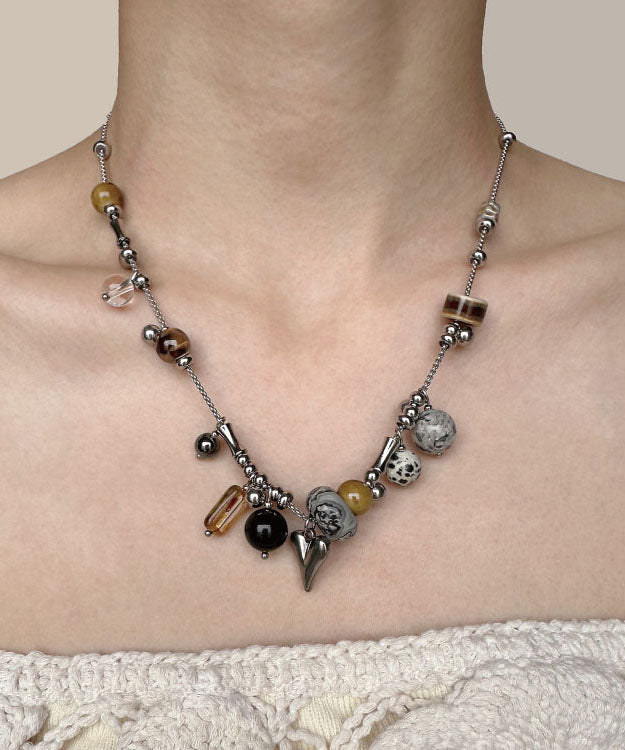 Unisex Lange Ketting Met Hanger Natuursteen Titanium Stijlvol 3