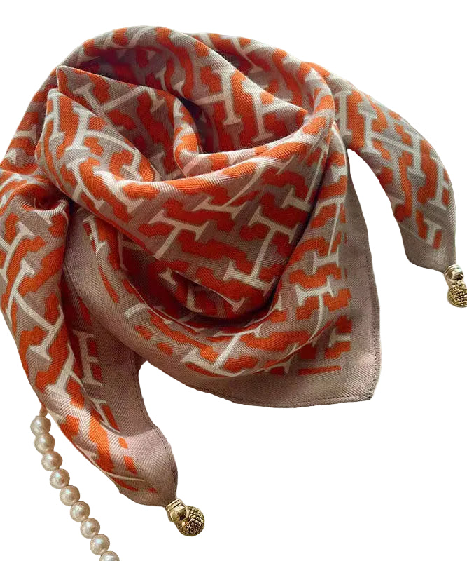 Unisex Sjaal Met Modieuze Oranje Print 0