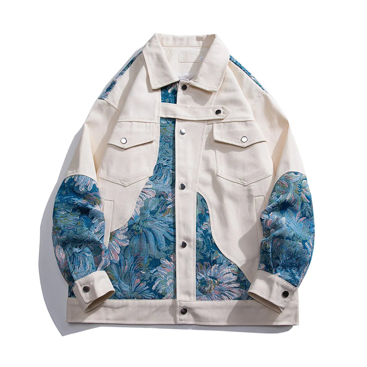 Unisex Spijkerjack met Geborduurde Bloemen 1