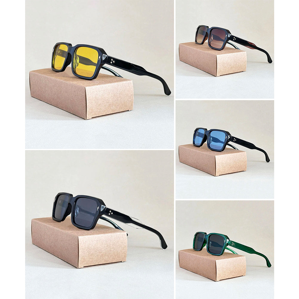 Unisex Vierkante Zonnebril Vintage Stijl 5