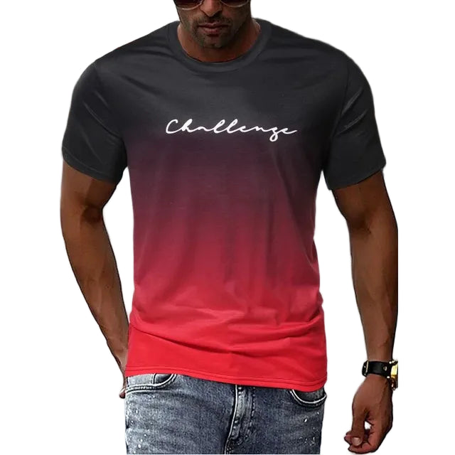Heren T-shirt Vintage Stijl Kleurengradiënt 100% Katoen-1