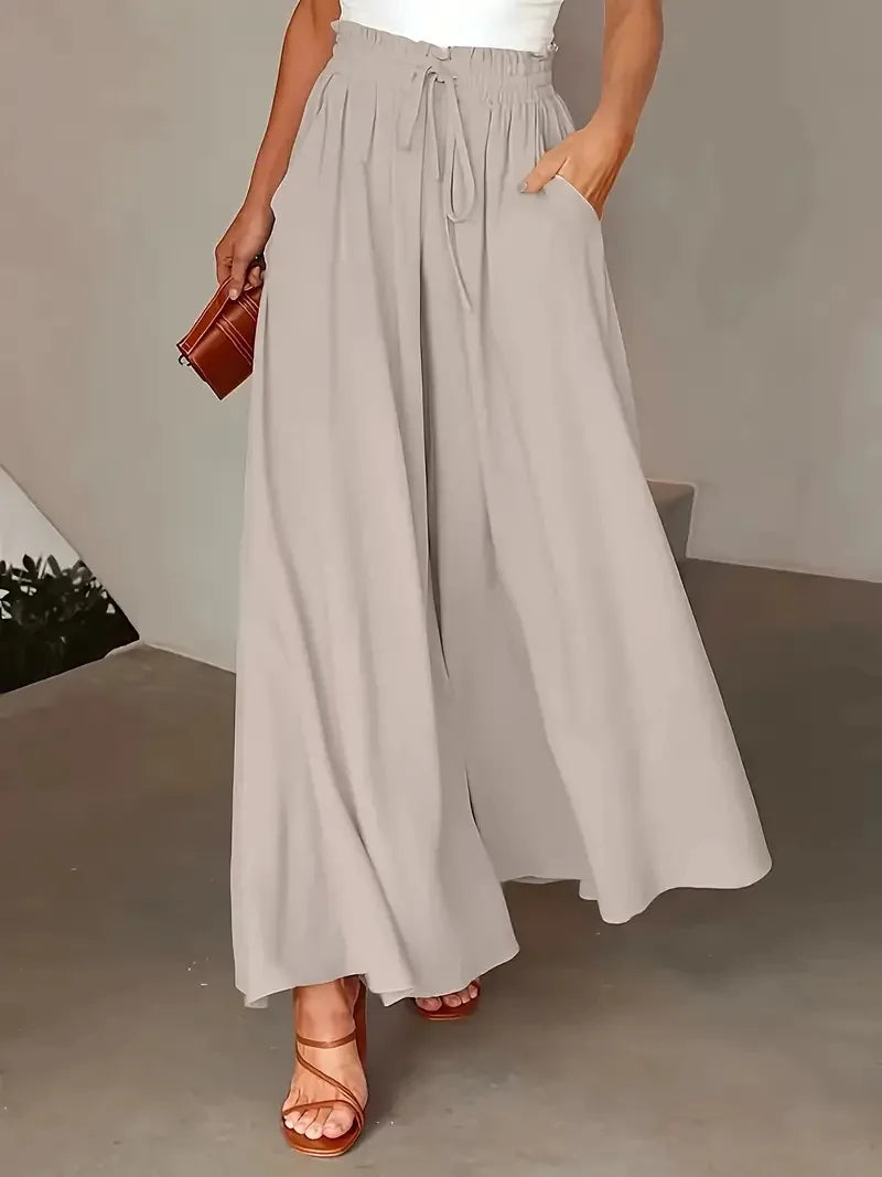 Vrouwen Boheemse Wijde Broek met Elastische Taille 6