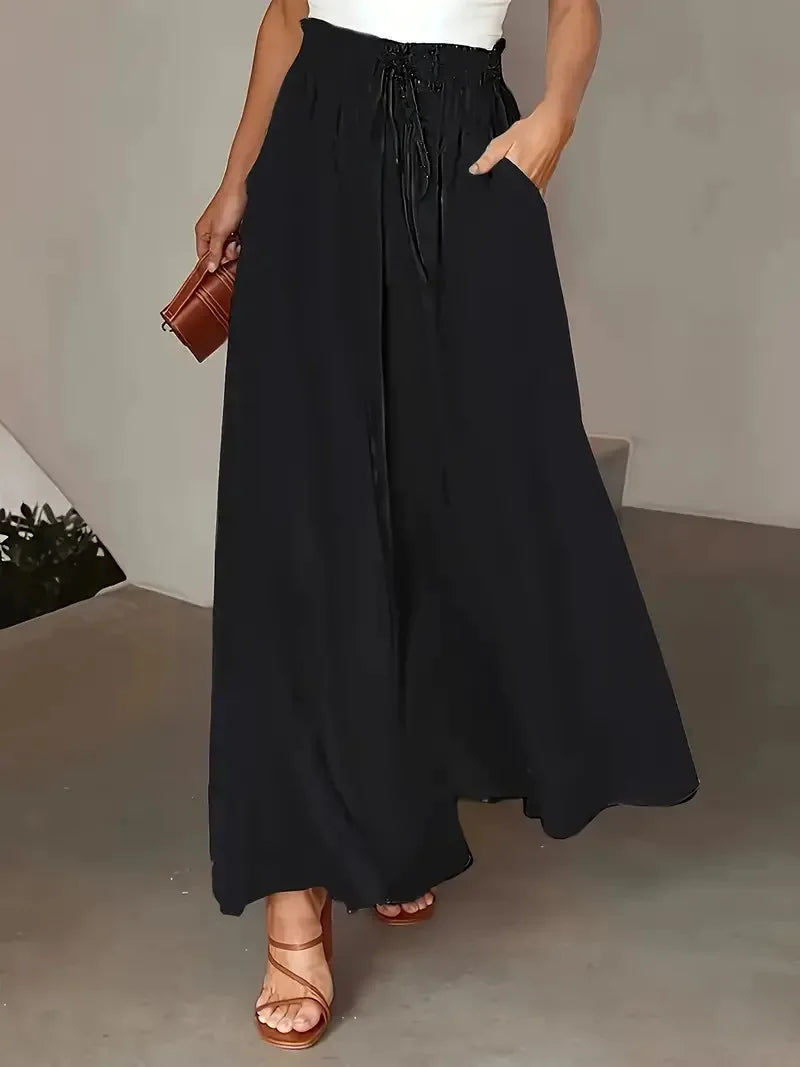 Vrouwen Boheemse Wijde Broek met Elastische Taille 8
