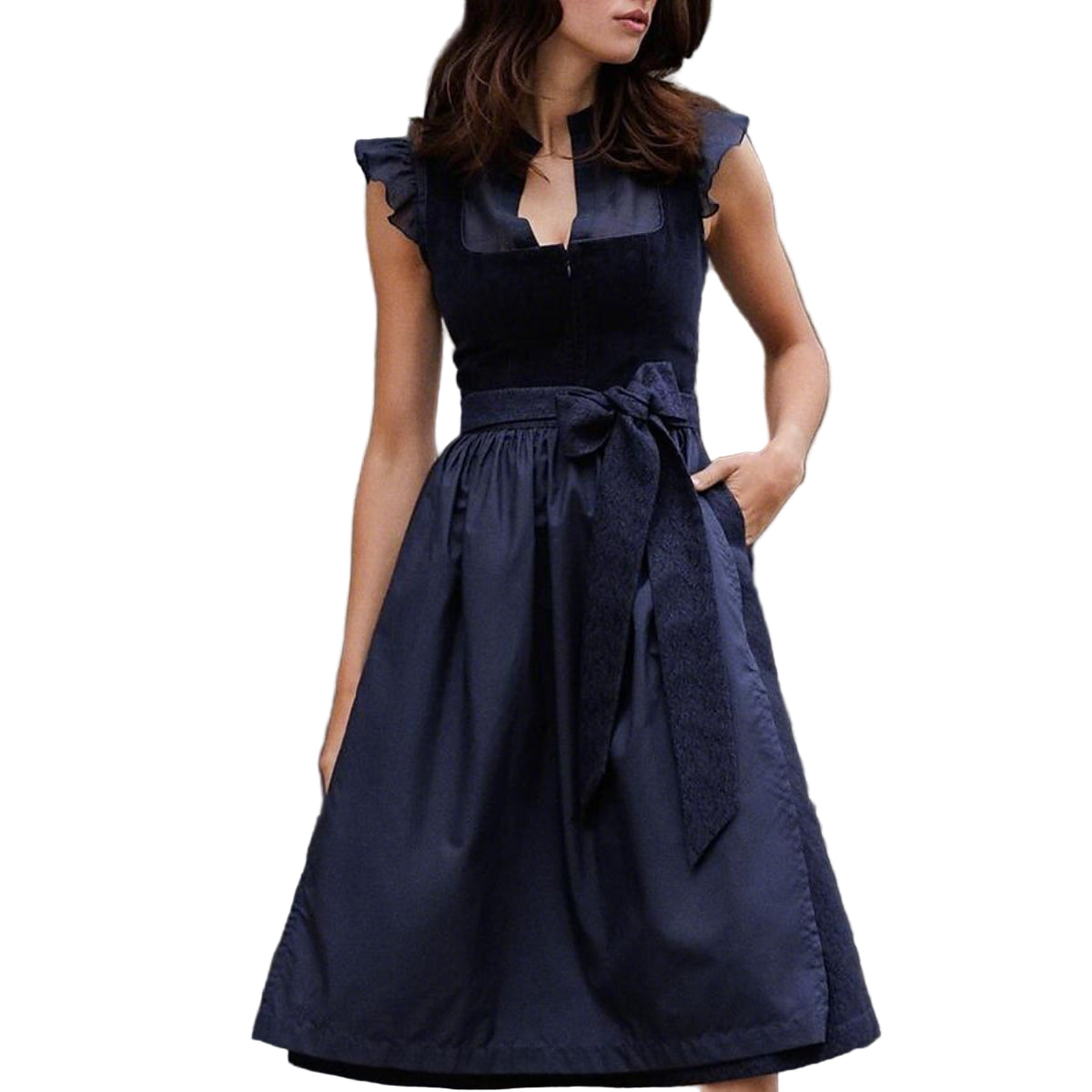Vrouwen Dirndlkleid Marineblauw met Schürze 0