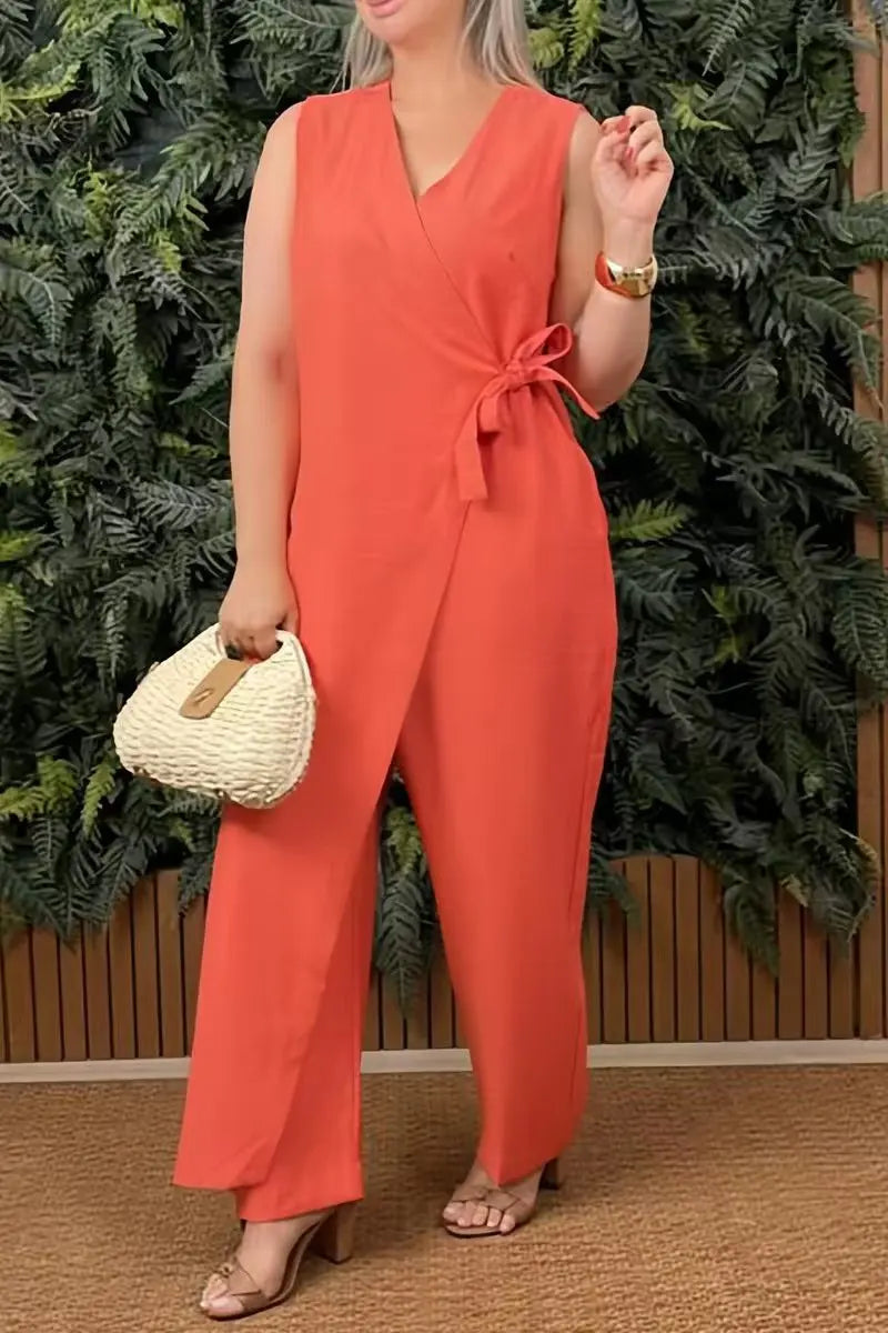 Vrouwen Jumpsuit V-hals Mouwloos Casual 11