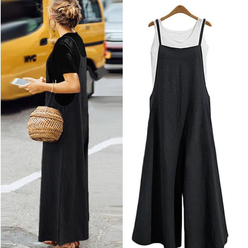 Vrouwen Jumpsuit Zomer Effen Kleur Wijde Pijpen 1