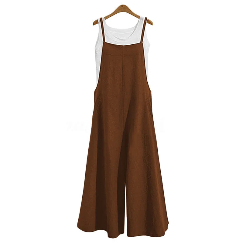 Vrouwen Jumpsuit Zomer Effen Kleur Wijde Pijpen 5