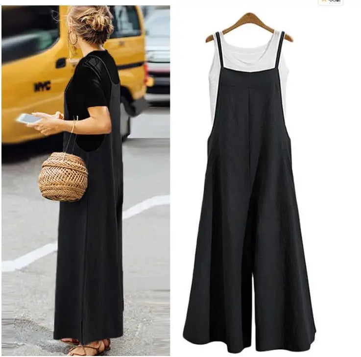 Vrouwen Jumpsuit Zomer Effen Kleur Wijde Pijpen 6