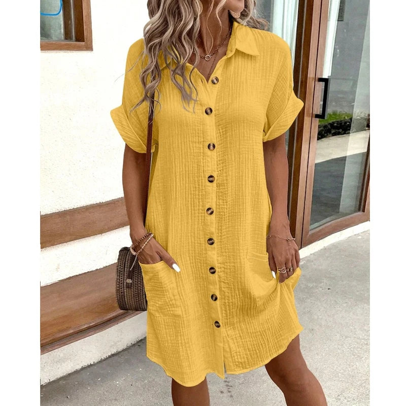 Vrouwen Korte Mouw Jurk Casual 4