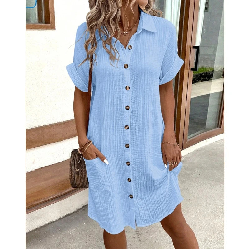 Vrouwen Korte Mouw Jurk Casual 6