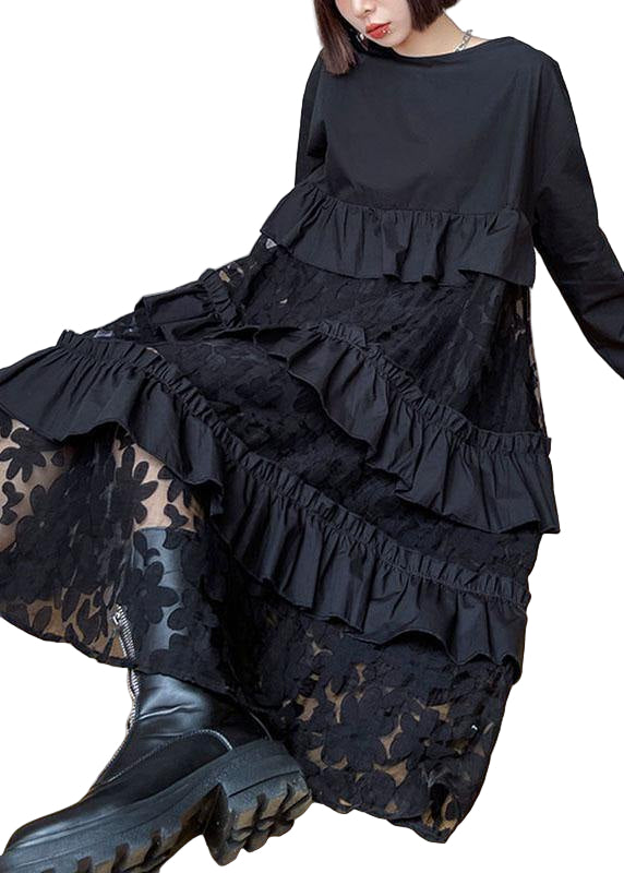 Vrouwen Lange Mouwen Rimpel Jurk Bohemian Stijl 0