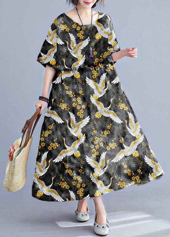 Vrouwen Maxi Jurk Bohemian Bloemenprint met Halve Mouwen 5