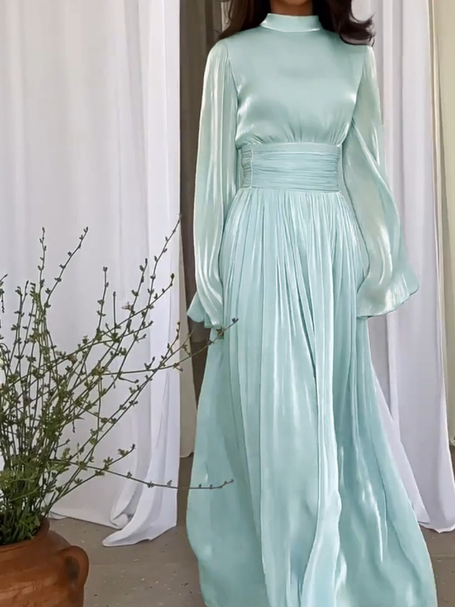 Vrouwen Maxi Jurk Met Opstaande Kraag 1