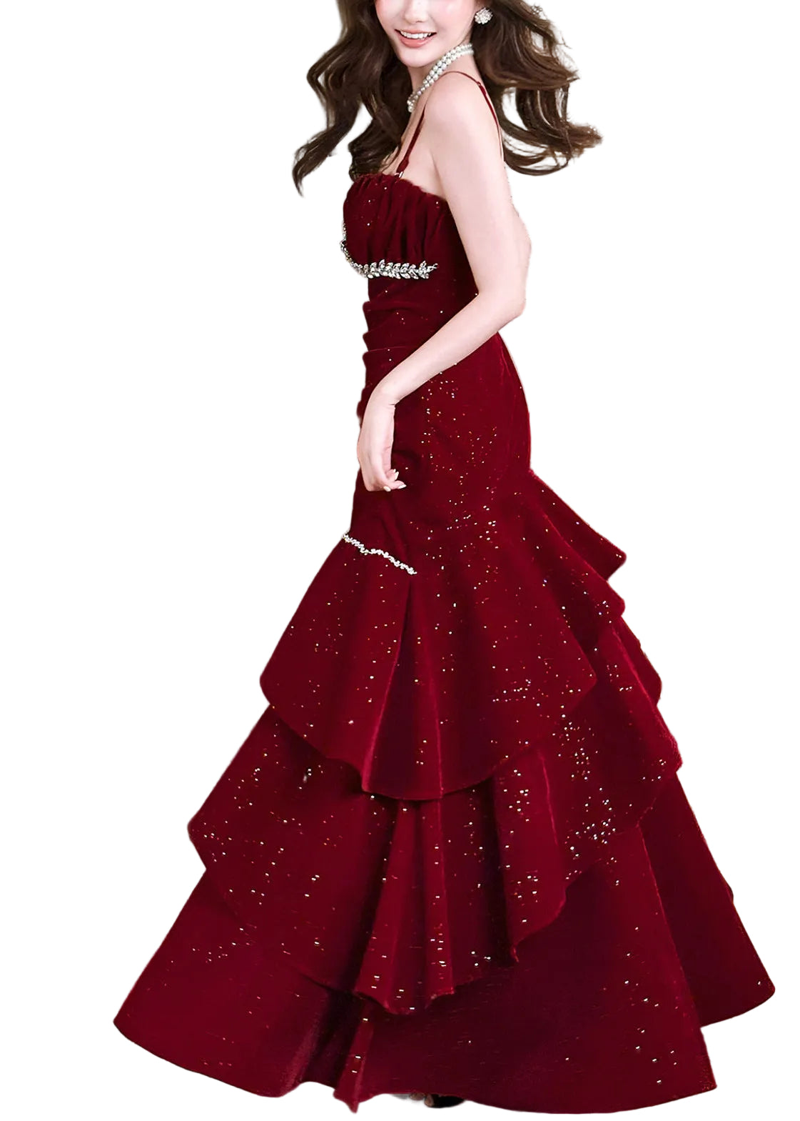 Vrouwen Maxi Jurk met Spaghetti Bandjes en Golvend Design 0