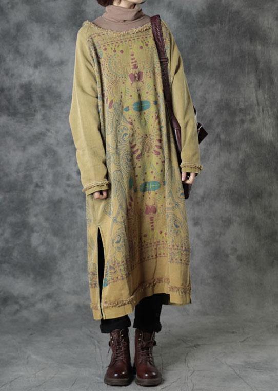 Vrouwen O-Neck Katoenen Jurk met Zijsplit 2