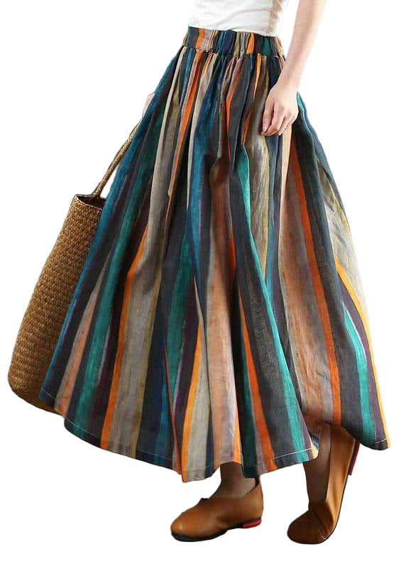 Vrouwen Retro A-Lijn Rok met Strepen 0