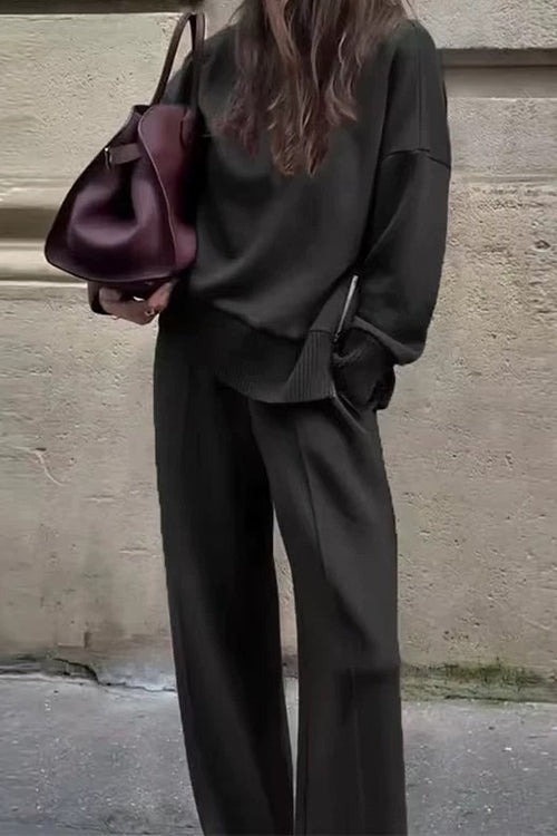 Vrouwen Set met Hoge Hals en Wijde Pijpen Casual 3