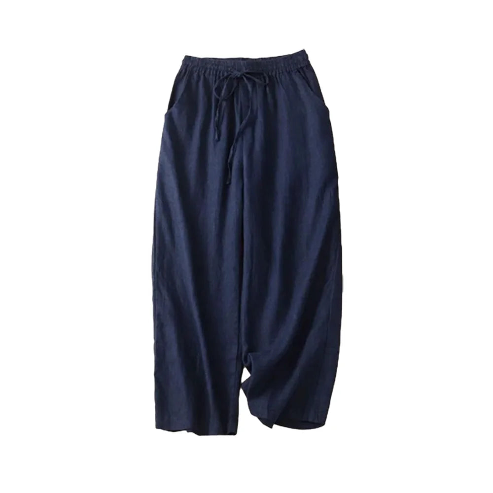 Vrouwen Wijde Pantalon Hoog Taille Katoen Linnen 3