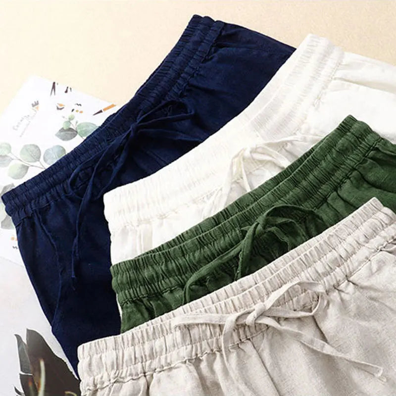 Vrouwen Wijde Pantalon Hoog Taille Katoen Linnen 4