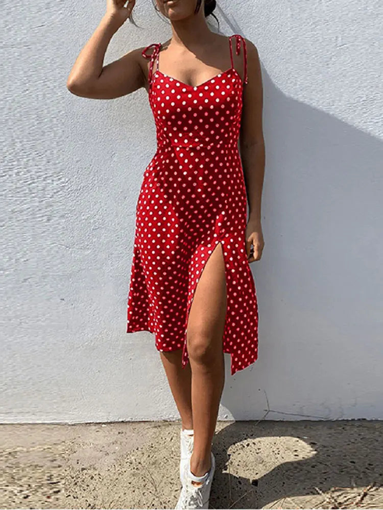 Vrouwen Zomerjurk Polka Dot Mouwloos 8