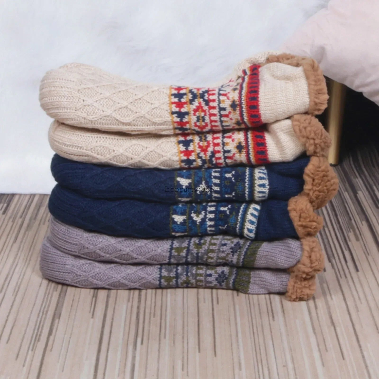 Winterse, warme, antislip huissokken 4